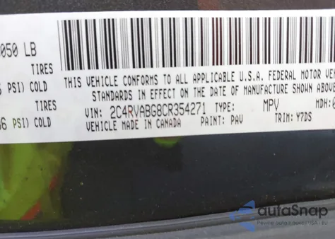 2012 Volkswagen Routan Se z USA, uszkodzony, nr VIN 2C4RVABG8CR354271